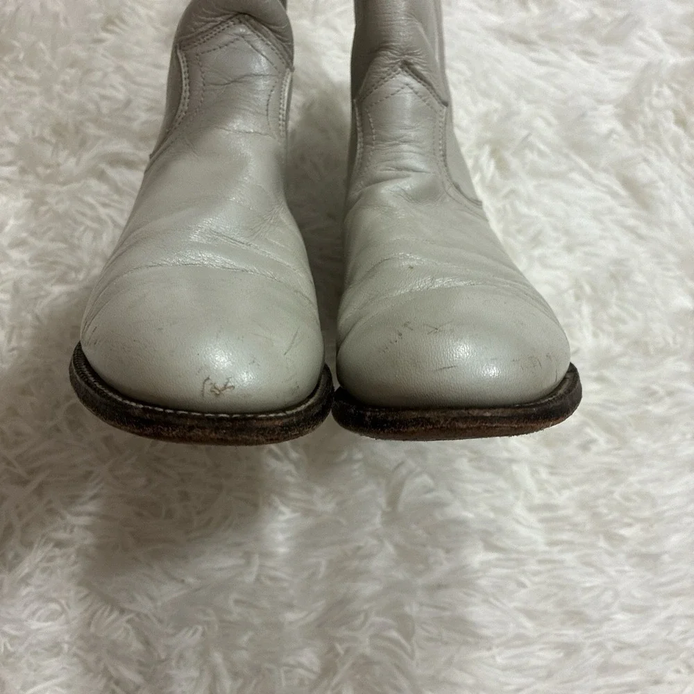 Vintage women's Justin metallic gray leather roper cowboy boots Size 6 - Picture 6 of 7
